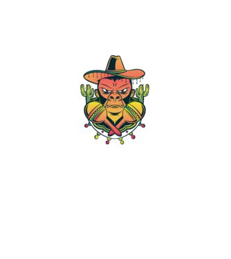 Gorila mexicană model alb pe tricou