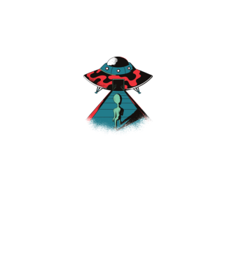 Alien Ufo model negru pe tricou