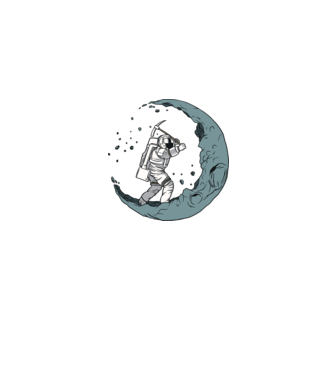 Astronaut pe Lună model albastru jeanși pe tricou