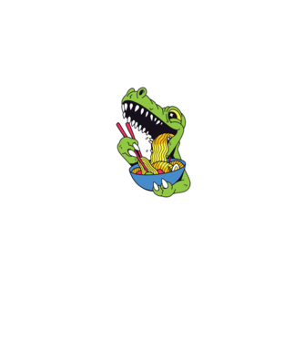 T-rex Ramen model albastru jeanși pe tricou