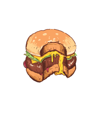 Hamburger model alb pe tricou
