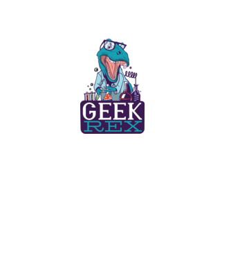 Geek Rex dinozaur tricou model negru pe tricou