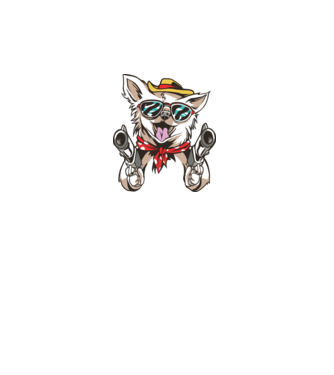 Chihuahua cu Pistol model alb pe tricou