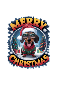 Merry Christmas Teckel model negru pe tricou
