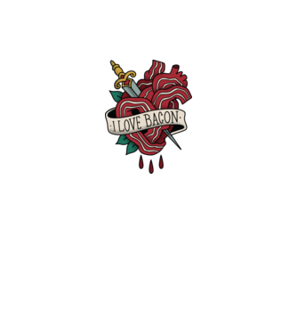Love Bacon Tatuaj model alb pe tricou