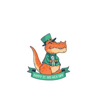 Dinozaur Sfântul Patrick model albastru închis pe tricou