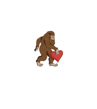 Bigfoot Yeti cu inimă model alb pe tricou