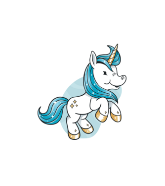 Unicorn drăguț model alb pe tricou
