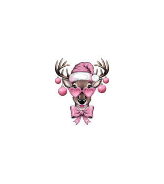 Pink Xmas Reindeer model nisipiu pe tricou