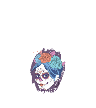 Dia de Los Muertos - Craniu cu flori model albastru închis pe tricou