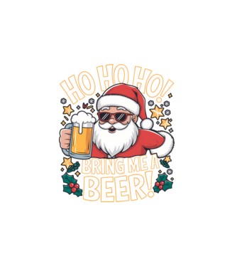 HO HO HO bring me a BEER santa Negru model alb pe tricou
