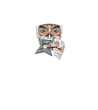 Cap de ninja model negru pe tricou