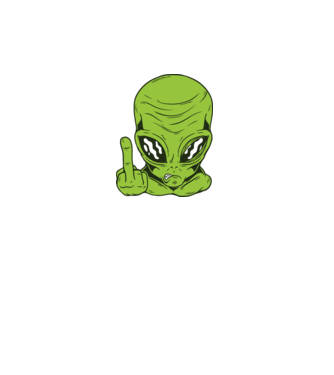 Alien arată degetul model turcoaz pe tricou