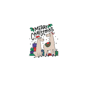 Alpaca de Crăciun model alb pe tricou