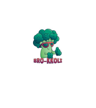 Broccoli model alb pe tricou