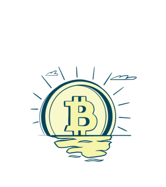 Bitcoin sunrise model turcoaz pe tricou