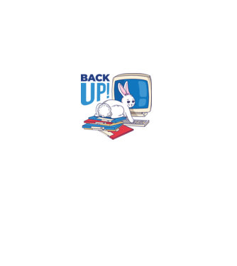 Back up bunny model alb pe tricou