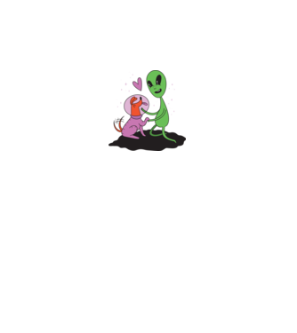 Alien cu câine model alb pe tricou