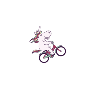 unicorn cu bicicletă model alb pe tricou