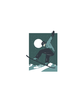 Săritură Snowboard model turcoaz pe tricou