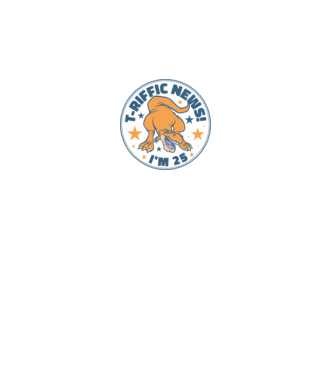 'T-rex Terrific news i''m 25' model alb pe tricou