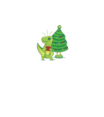 T-rex de Crăciun model alb pe tricou