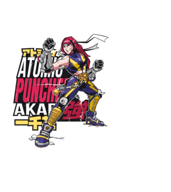 Anime fată Războinic model negru pe tricou