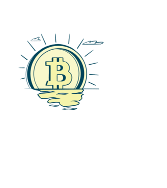 Bitcoin sunrise model albastru deschis pe tricou