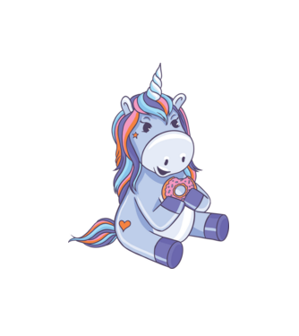 Unicorn cu gogoașă model alb pe tricou