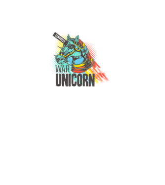 War Unicorn model alb pe tricou
