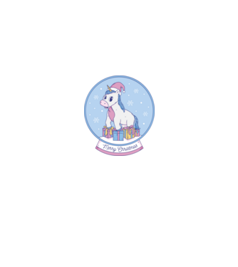 Glob de zăpadă drăguț, de Crăciun, cu Unicorn model albastru închis pe tricou