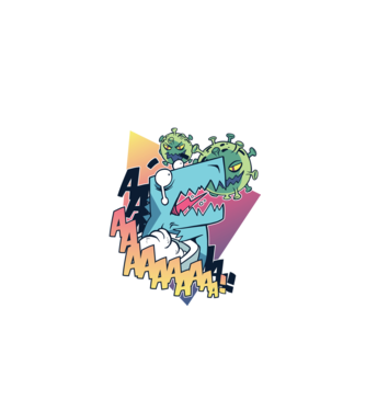 Covid Dino model albastru închis pe tricou