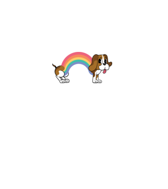 Beagle curcubeu model alb pe tricou