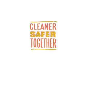Cleaner Safer Together model alb pe tricou