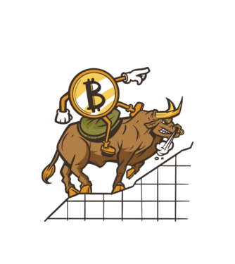 Taur Bitcoin model alb pe tricou