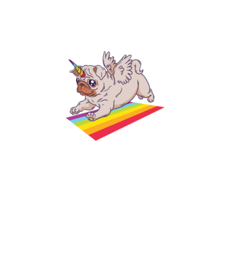 Pugicorn - mops unicorn model turcoaz pe tricou
