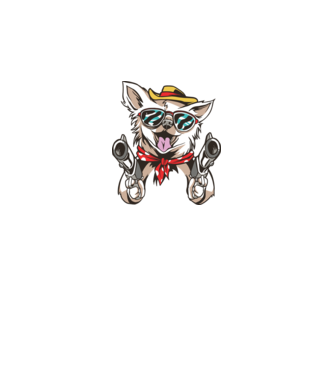Chihuahua cu Pistol model alb pe tricou