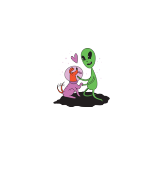 Alien cu câine model gri pe tricou