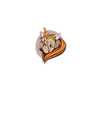 Halloween Mops în costum de Unicorn model nisipiu pe tricou