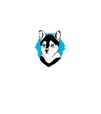 Câine Pomsky model alb pe tricou