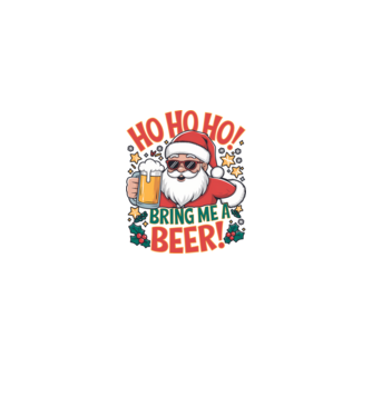 HO HO HO bring me a BEER santa Alb model alb/roșu pe tricou