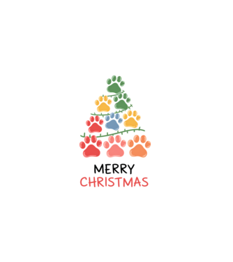 Merry Christmas Paws Alb model alb pe tricou