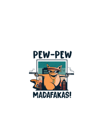 Pew Pew Pew Madafakas Pisică dark model alb pe tricou