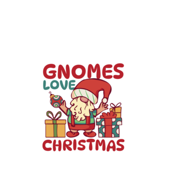 Gnomes LOVE Christmas model alb pe tricou