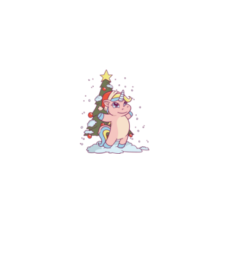 Unicorn de Crăciun model alb pe tricou