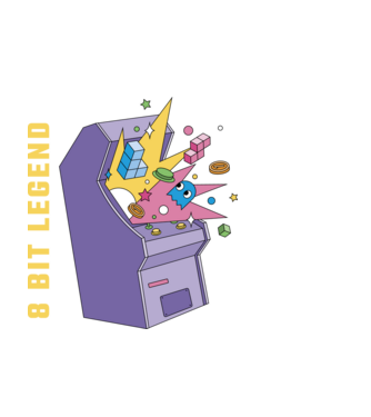 8 Bit Legendă Arcade Slot Machine model alb pe tricou