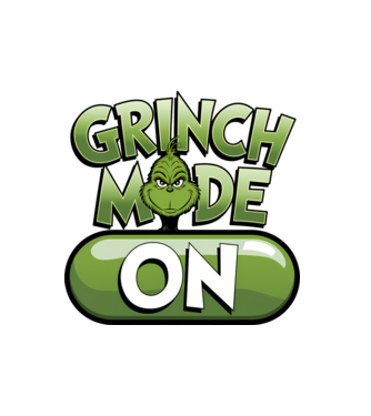 Grinch mode ON model alb pe tricou