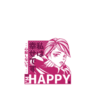 'I''m happy fată Anime antisocială' model negru pe tricou
