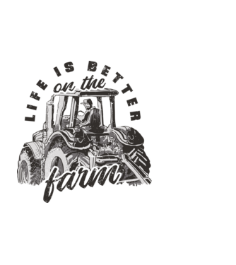 Viața este mai bună la fermă cu tractor model negru pe tricou