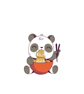 Panda drăguț cu paste model negru pe tricou